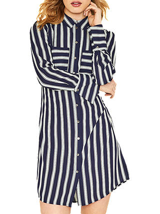 Oasis Long Sleeve Stripe Shirt Dress, Blue