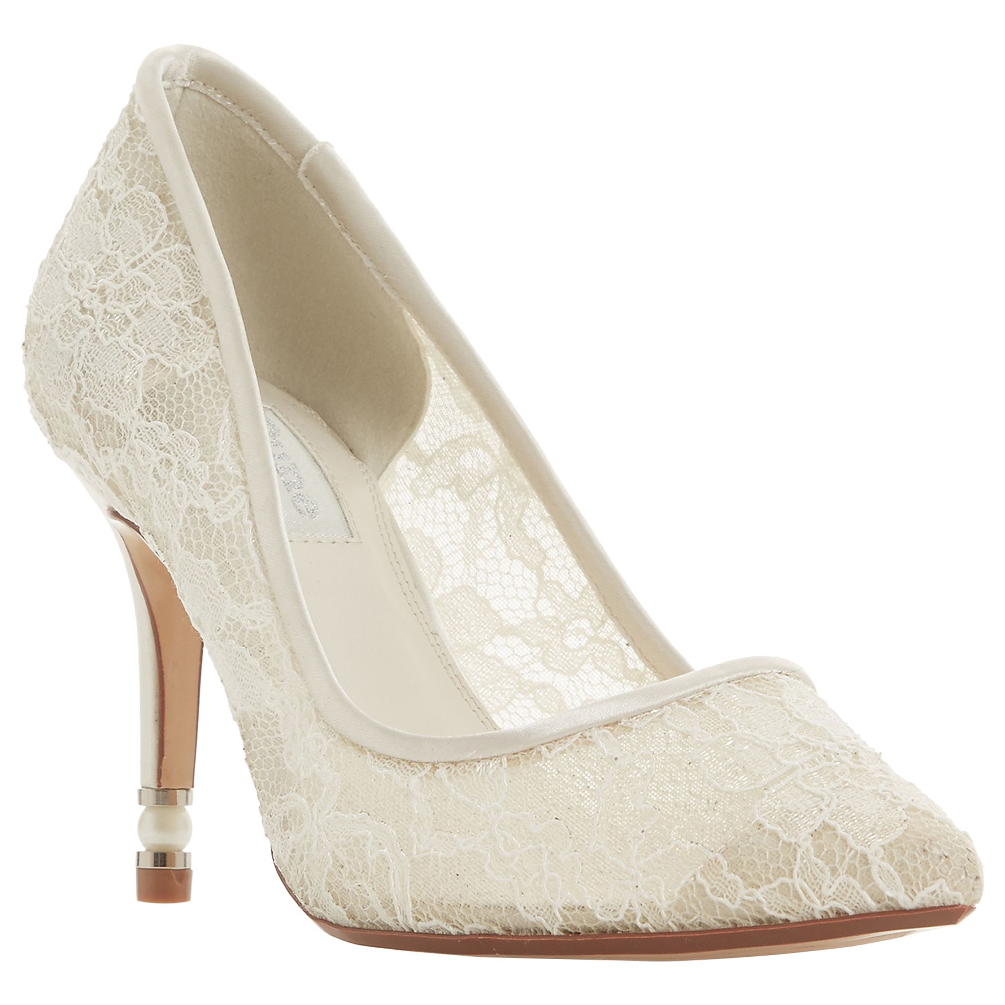 Dune Bridal Collection Aisle Faux Pearl Heel Court Shoes, Ivory, 3