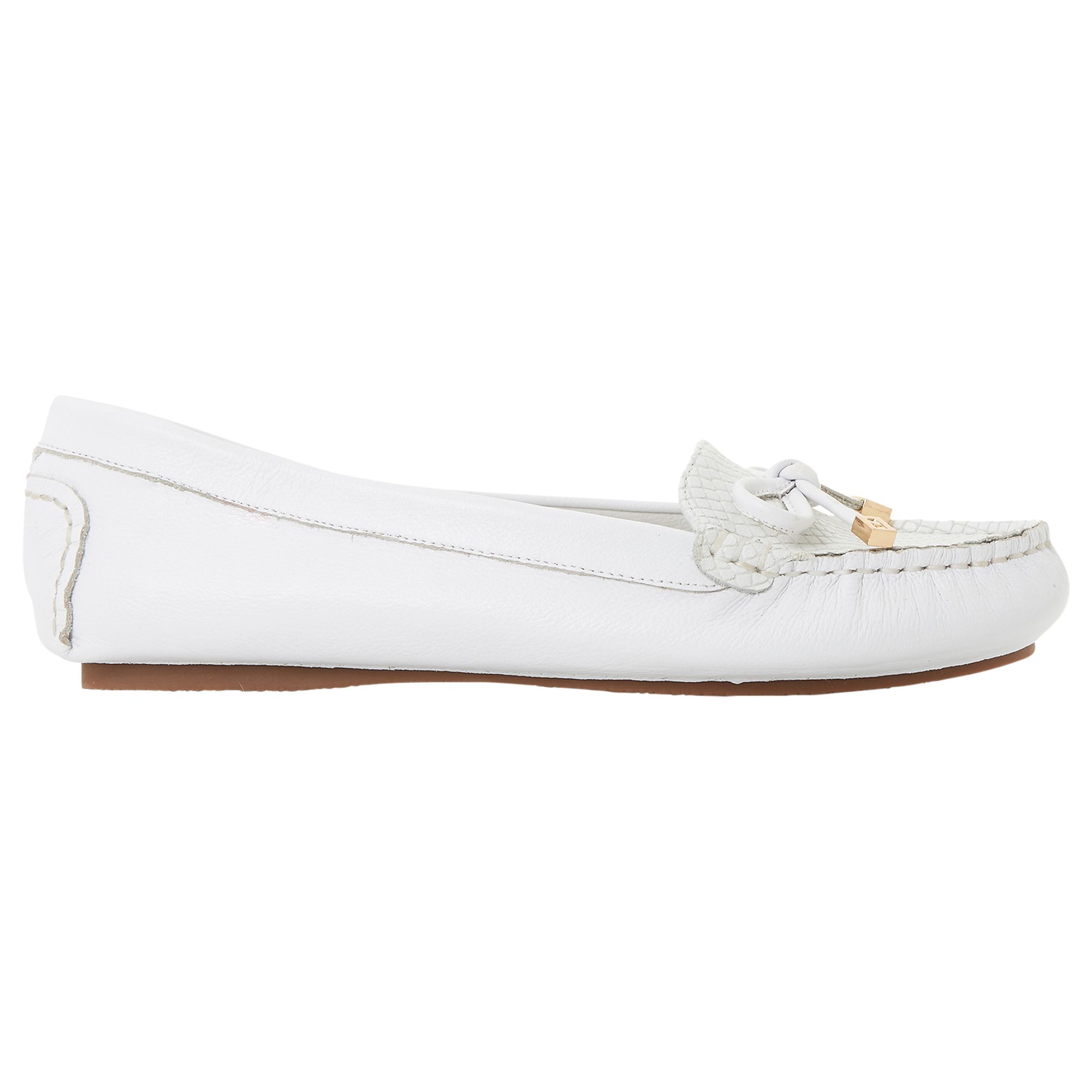 Dune Geenova Leather Loafers, White Leather