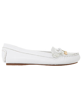 Dune Geenova Leather Loafers, White Leather