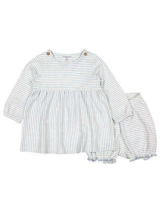 Polarn O. Pyret Baby Stripe Smock Dress and Shorts, Blue