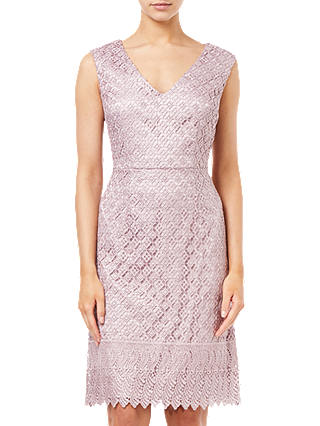 Adrianna Papell Short Guipure Lace Dress, Pink Sateen