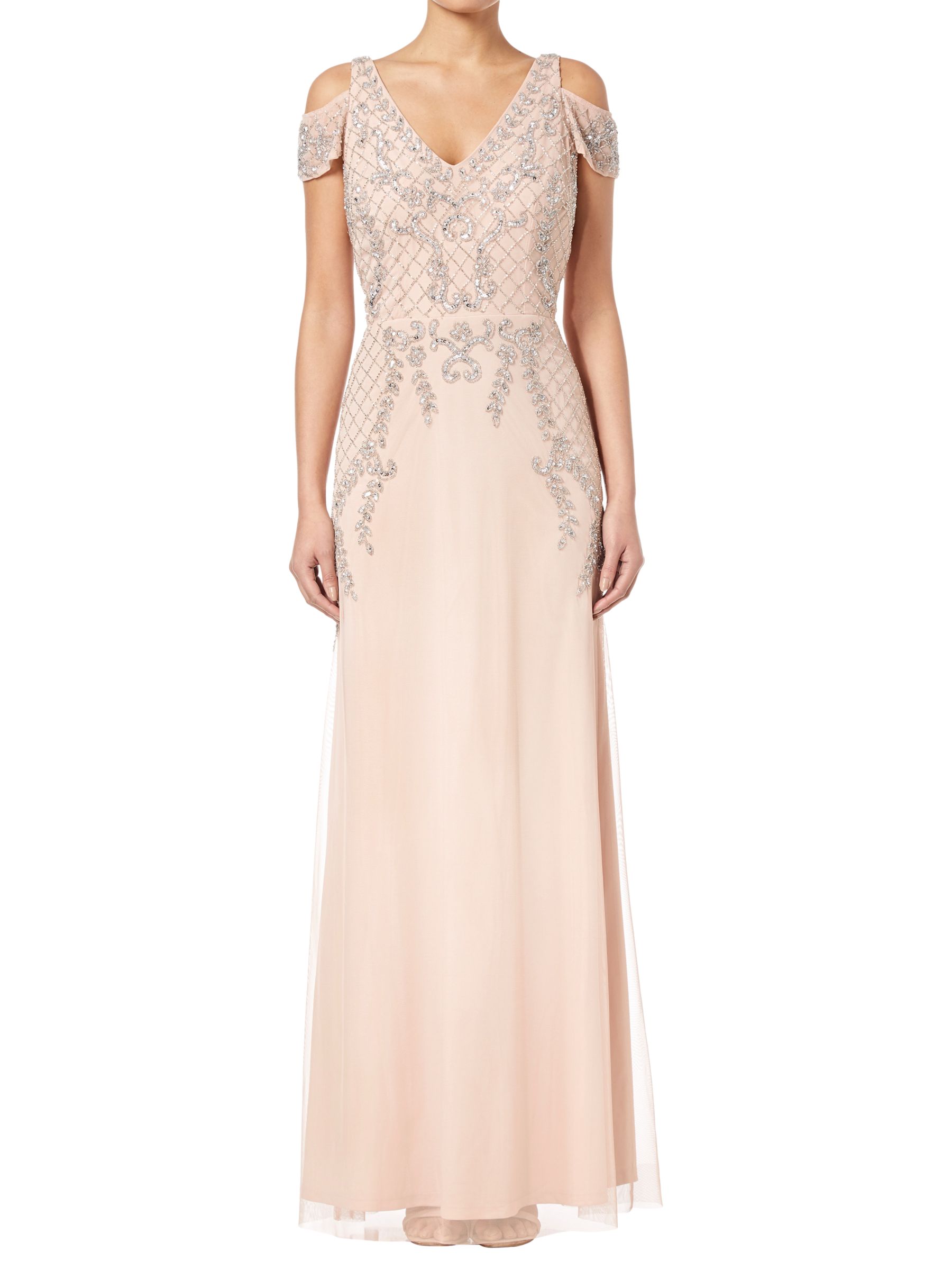 Adrianna Papell Beaded Long Dress, Blush