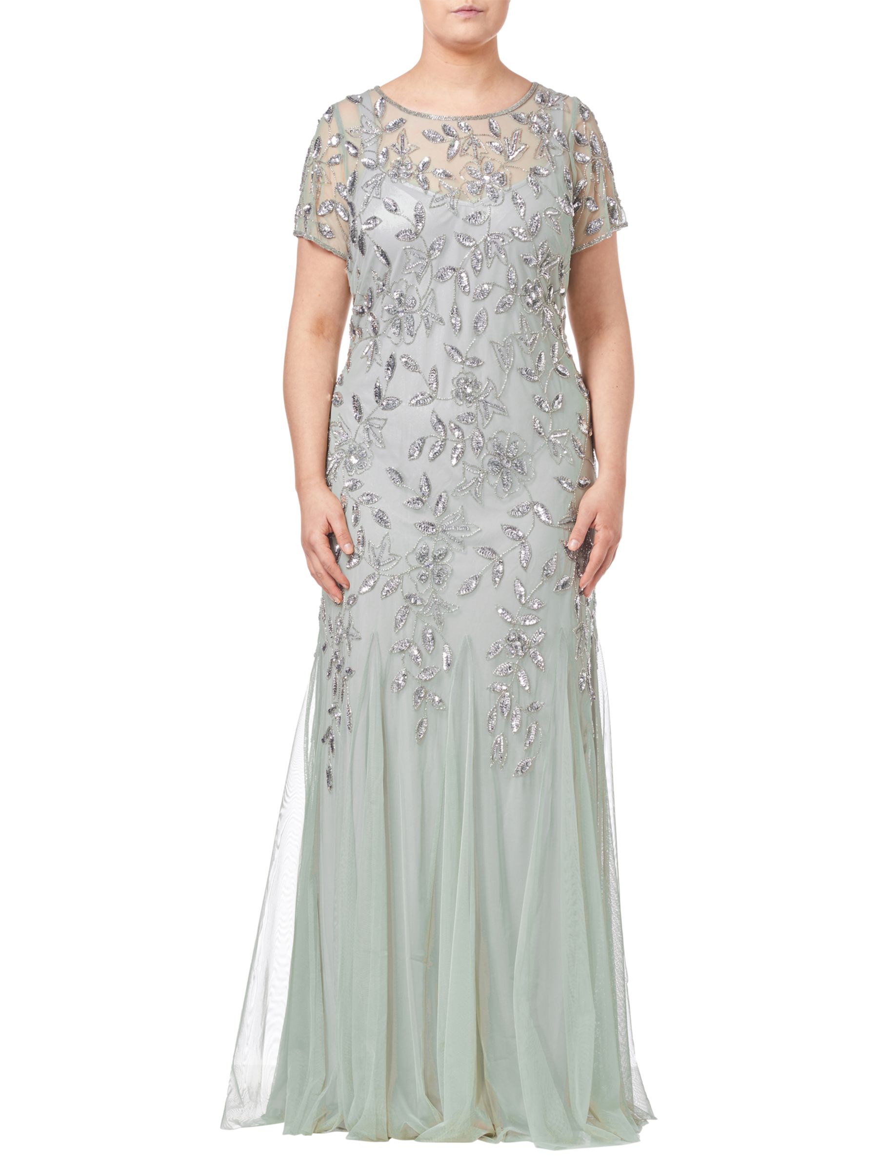 adrianna papell beaded godet gown