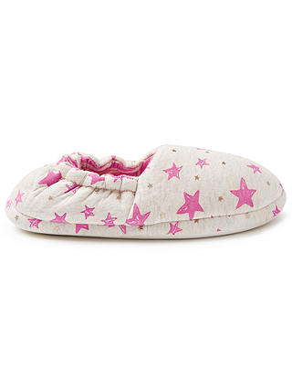 John Lewis & Partners Children's Star Slippers, Pink/Grey