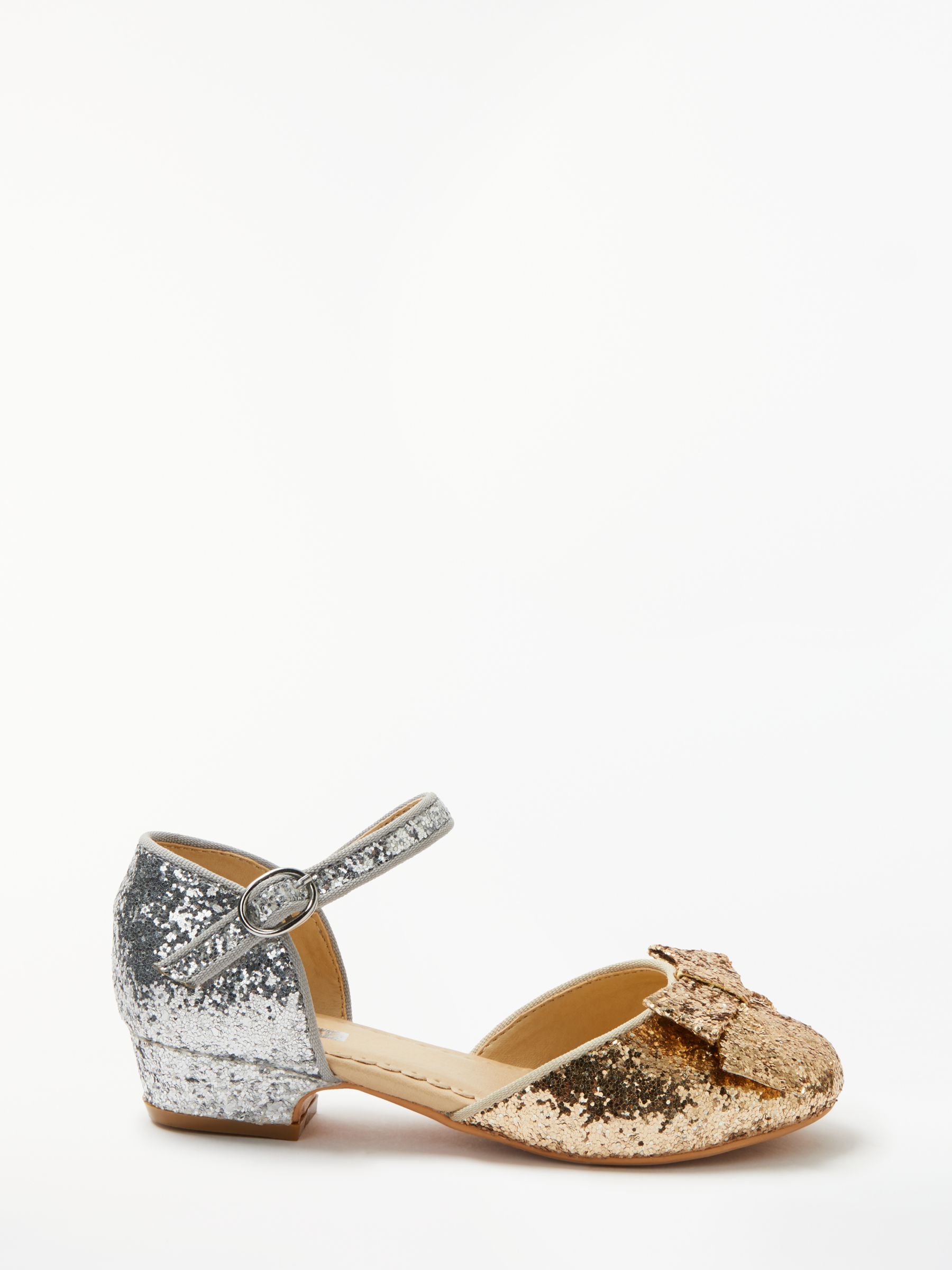 John Lewis Kids' Dorothy Glitter Shoes, Silver/Gold
