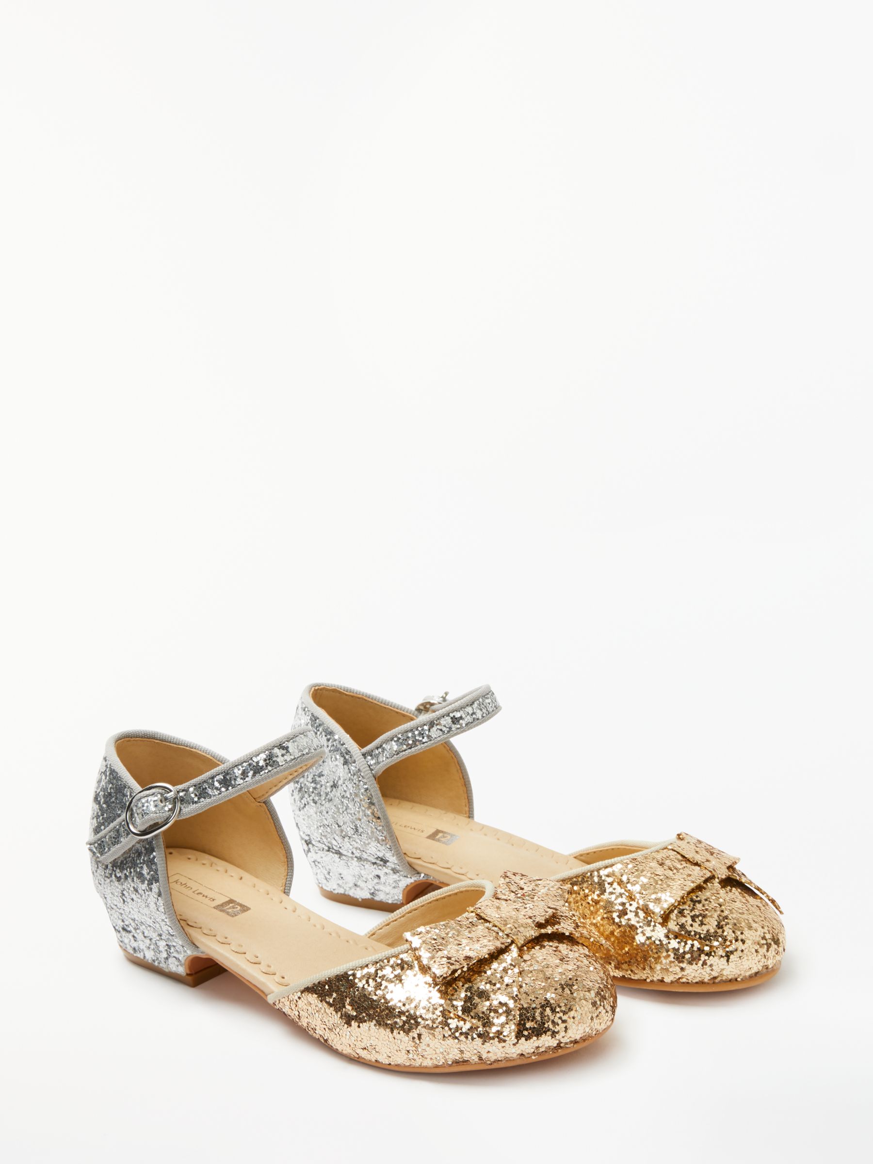 John Lewis Kids' Dorothy Glitter Shoes, Silver/Gold at John Lewis ...