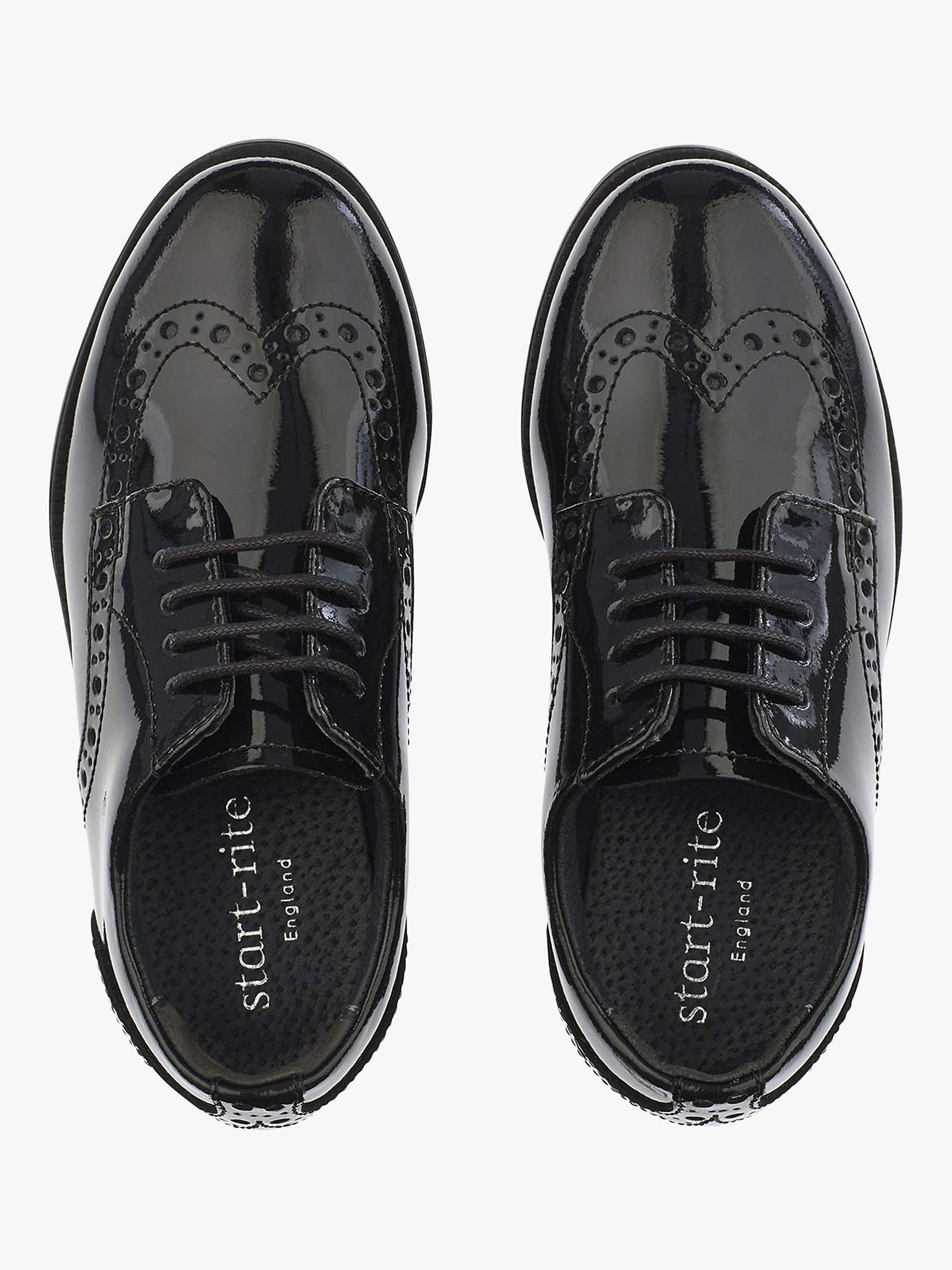 Buy Start-Rite Kids' Leather Brogue Shoes, Black Patent Online at johnlewis.com