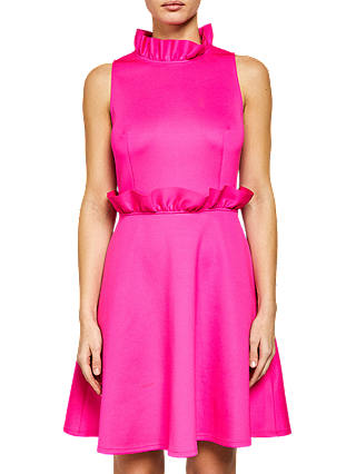 Ted Baker Janein Ruffle Waist Dress, Neon Pink