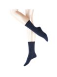 FALKE Cosy Wool Mix Cashmere Blend Ankle Socks, Dark Navy