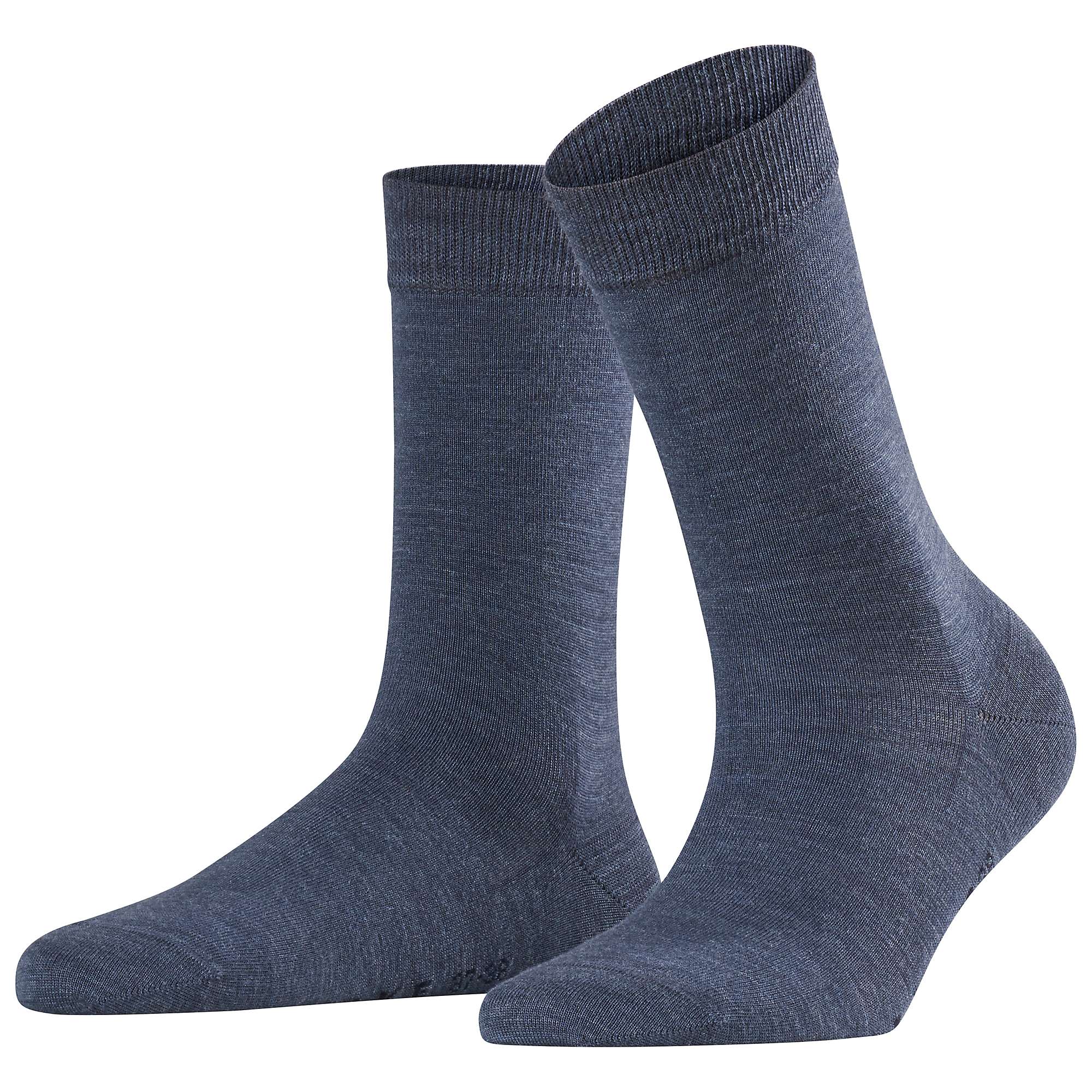 FALKE Soft Merino Wool Ankle Socks, Dark Blue Melange at John Lewis ...