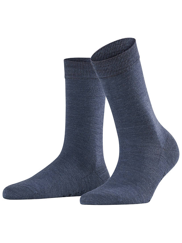 FALKE Soft Merino Wool Ankle Socks, Dark Blue Melange at John Lewis ...