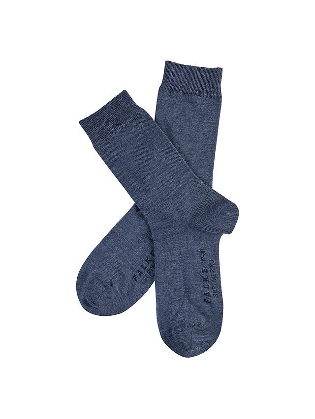 FALKE Soft Merino Wool Ankle Socks, Dark Blue Melange