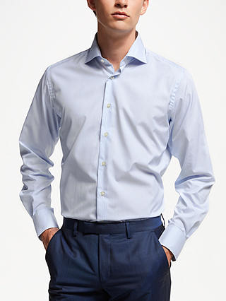 Smyth & Gibson Poplin Bengal Stripe Contemporary Fit Shirt, Sky Blue