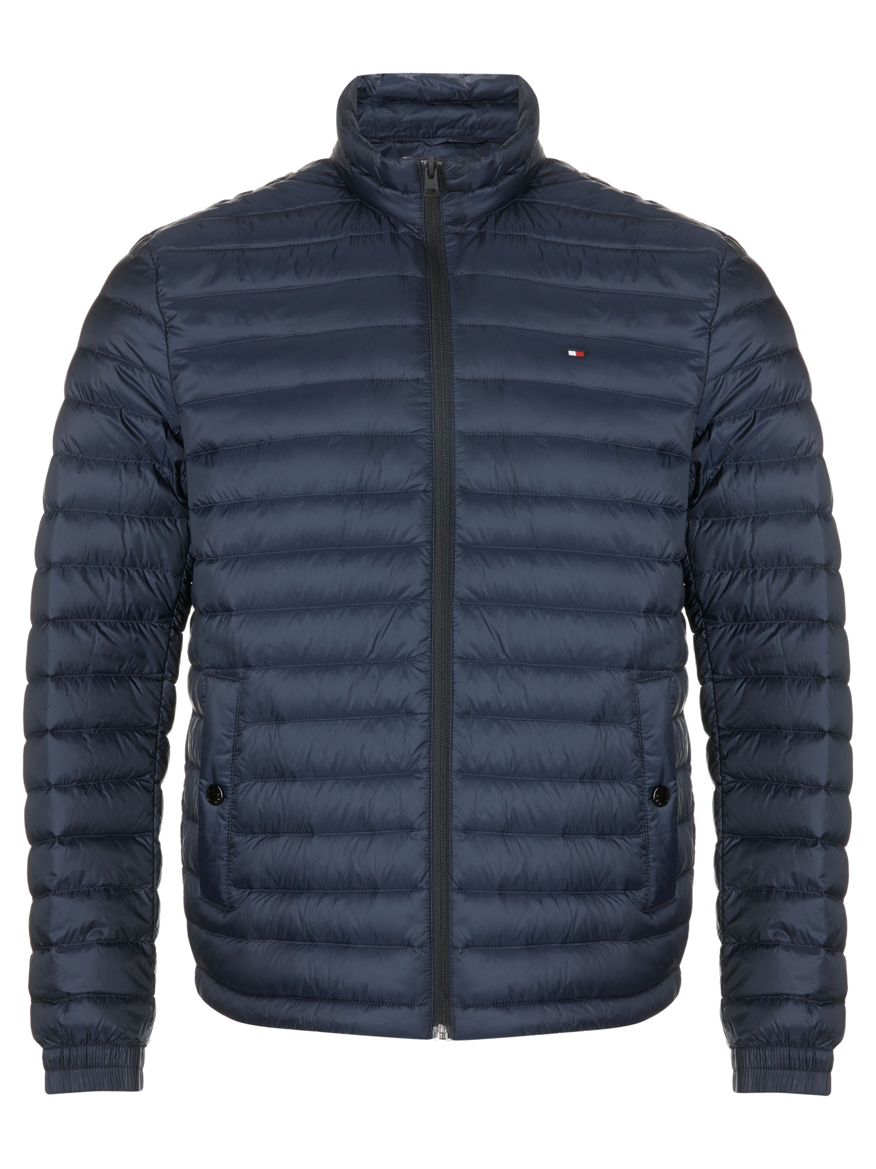 Tommy Hilfiger Packable Down Bomber Jacket, Navy at John Lewis & Partners