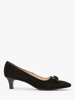 Peter Kaiser Saris Pointed Toe Bow Court Shoes, Black Suede