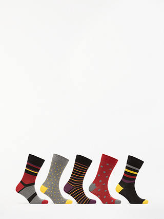 John Lewis & Partners Stripe Mix Socks, Pack of 5, Multi