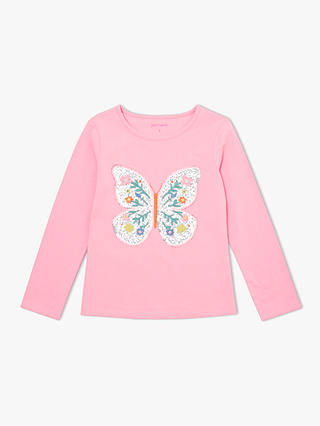 John Lewis & Partners Girls' Floral Butterfly Top, Pink