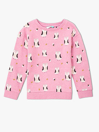 John Lewis & Partners Girls' Owl Sweatshirt, Pink