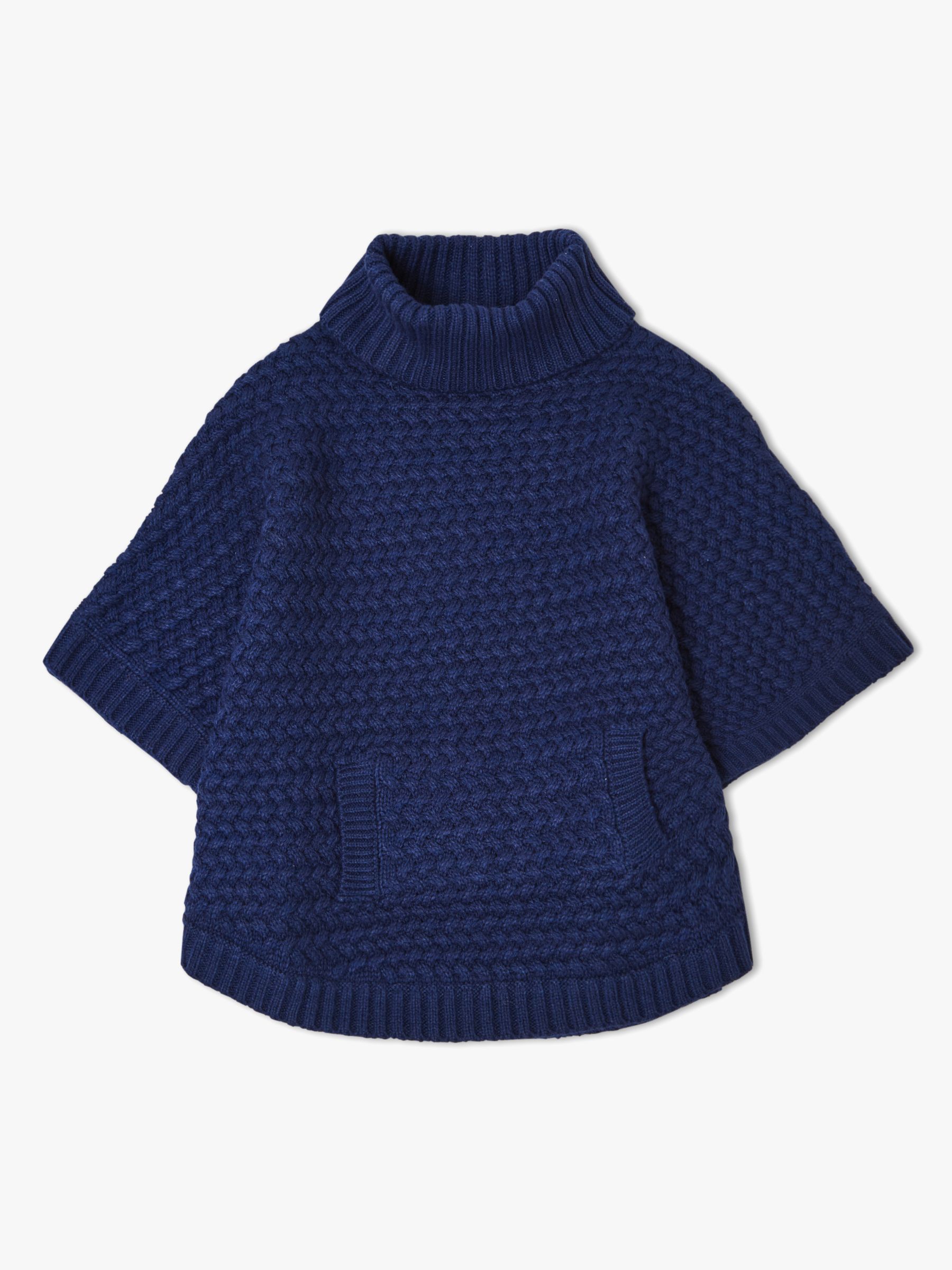 John Lewis & Partners Girls' Knitted Poncho, Navy