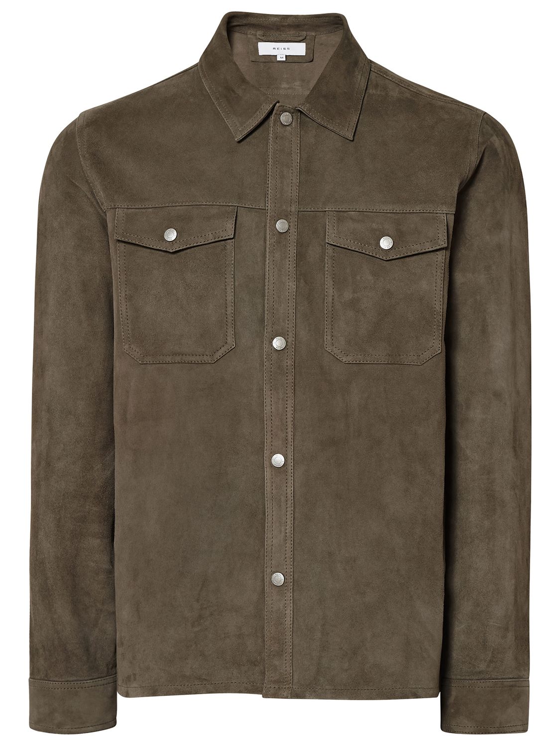 Reiss Mick Suede Overshirt Jacket, Grey at John Lewis & Partners