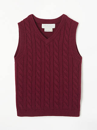John Lewis & Partners Heirloom Collection Boys' Cable Knit Tank Top, Red