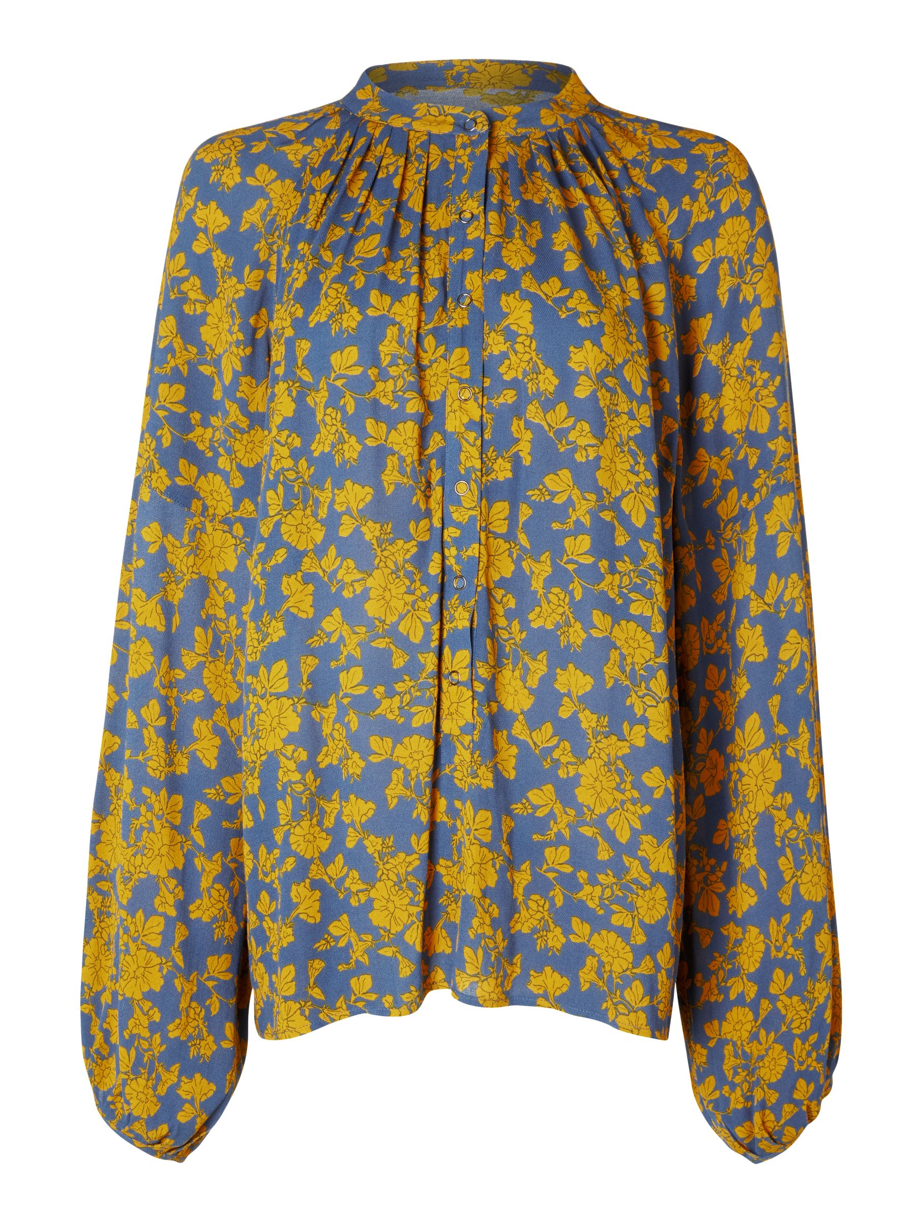 AND/OR Liberty Marrakesh Oversized Blouse, Blue/Mustard