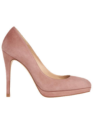 L.K. Bennett Sledge Platform Court Shoes, Dark Pink Suede