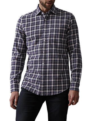 Reiss Princey Check Flannel Shirt, Navy