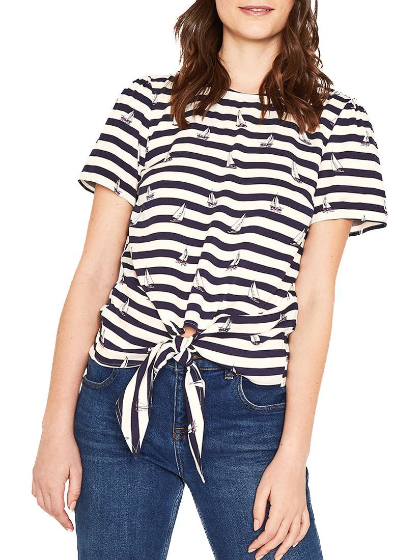 Oasis Stripe Boat Tie Front T-Shirt, Multi
