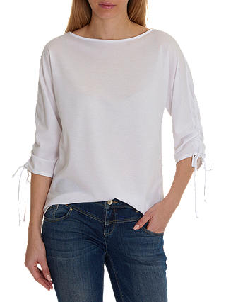 Betty & Co. Textured Tie Sleeve Blouse, Bright White