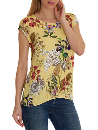 Betty & Co. Floral Print T-Shirt, Yellow/Red
