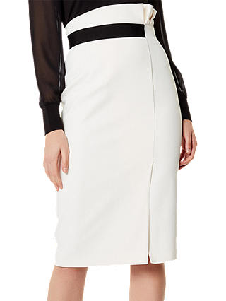 Karen Millen Ruched Waist Pencil Skirt, Ivory