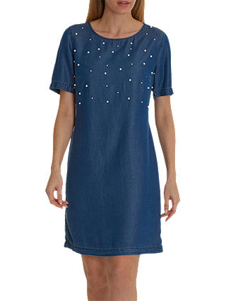 Betty & Co. Pearl Embellished Dress, Blue Denim