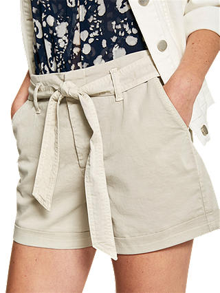 Mint Velvet Oyster Chino Tie Waist Shorts, Natural