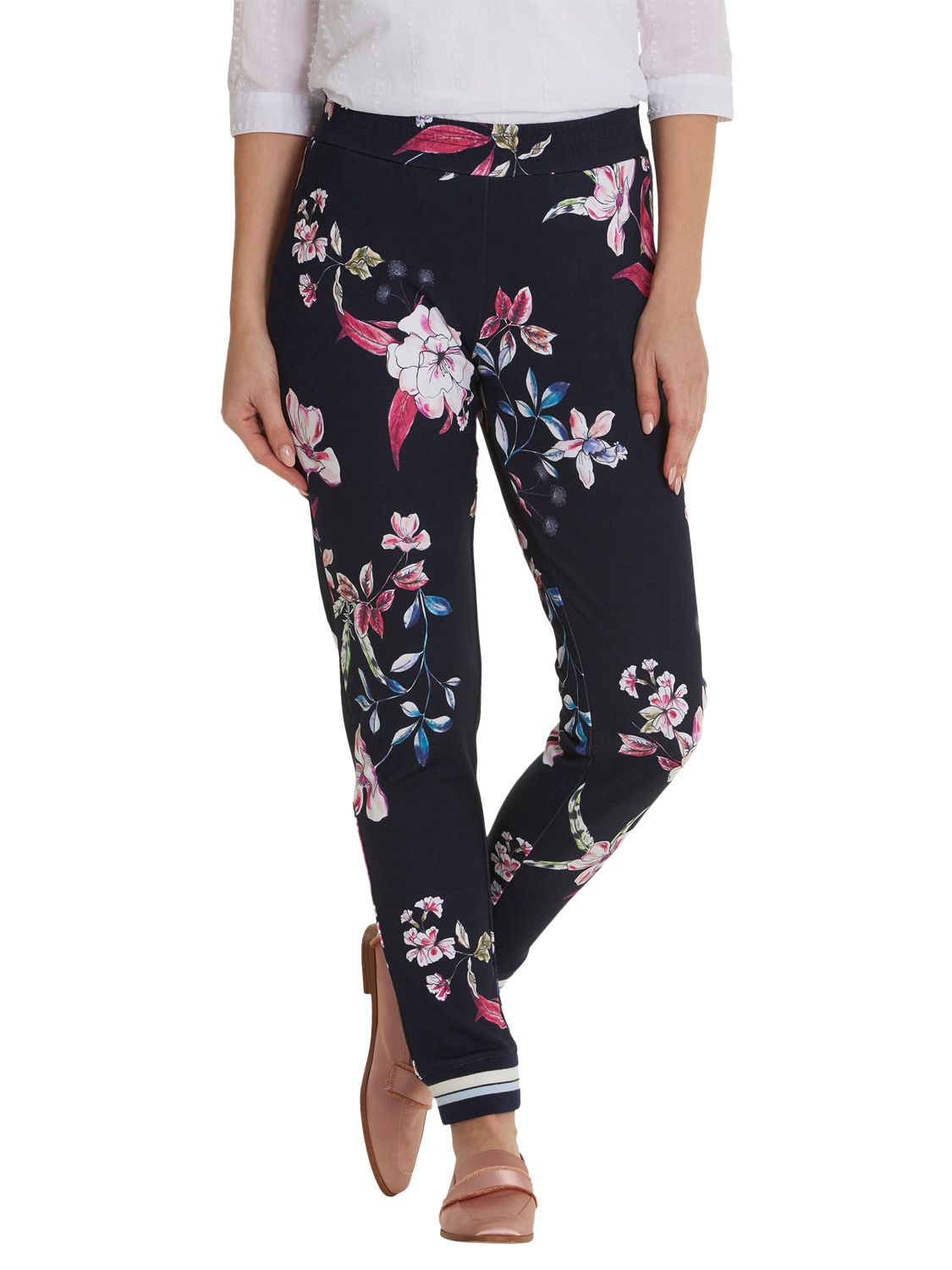 Betty & Co. Floral Print Trousers, Blue/Multi