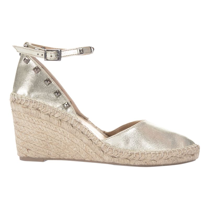 Mint Velvet Orla Wedge Heel Espadrilles, Gold Leather