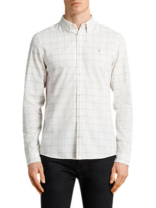 AllSaints Rowhill Long Sleeve Check Shirt, Chalk White