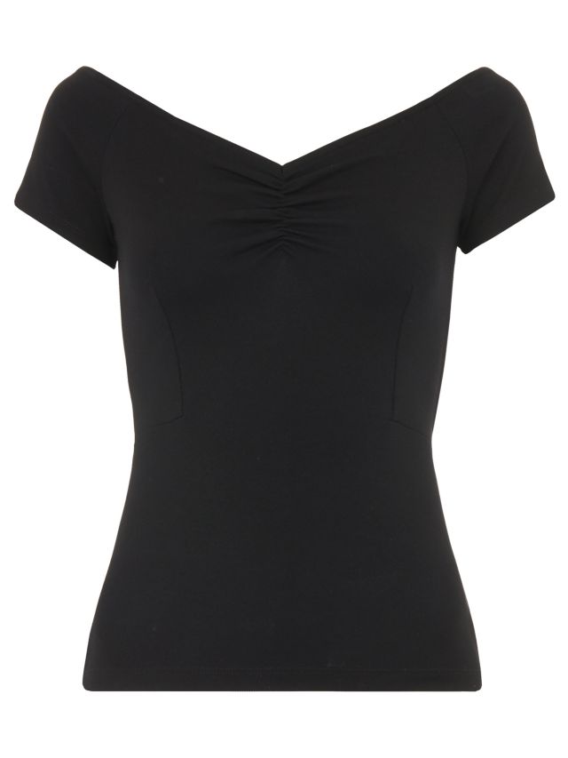 Whistles Twist Front Bardot Top Black 6