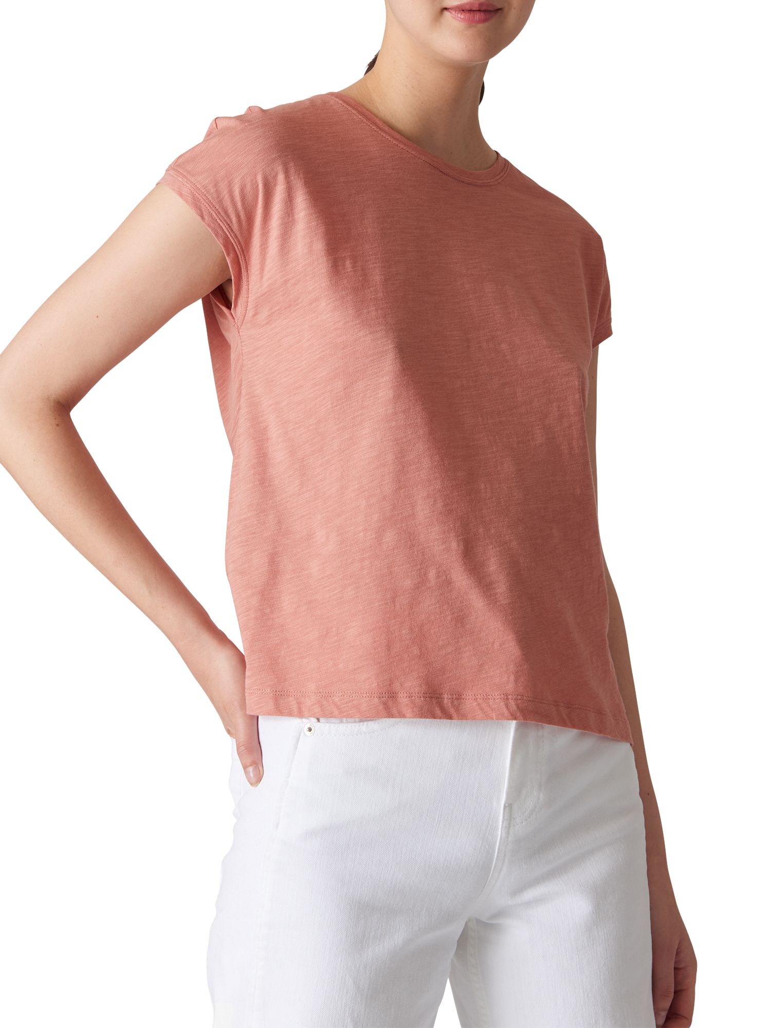 Whistles Minimal Cotton T-Shirt, Dusty Pink