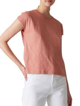 Whistles Minimal Cotton T-Shirt, Dusty Pink