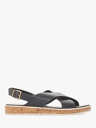 Dune Lorde Cross Strap Sandals, Navy Leather