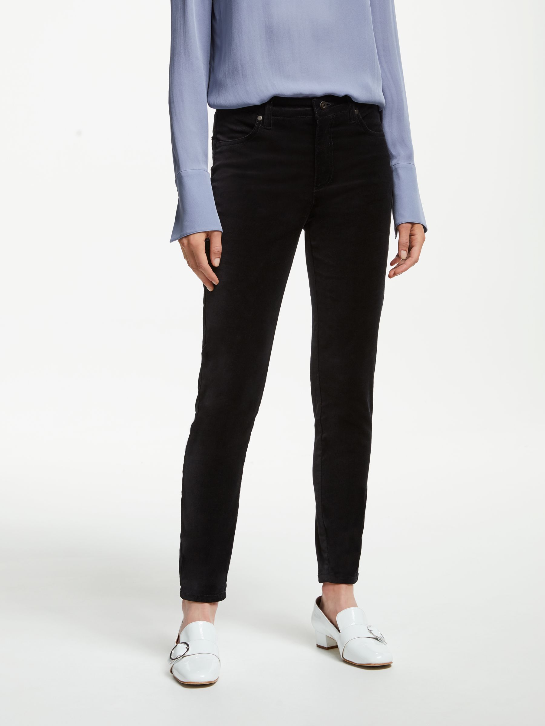 John Lewis & Partners Velvet Skinny Jeans | Black at John Lewis & Partners