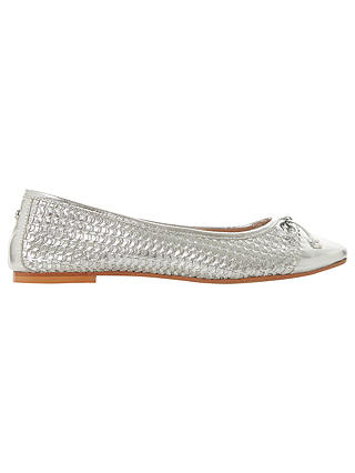 Dune Hennah Woven Ballet Pumps, Silver Leather