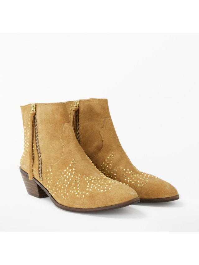 AND/OR Paloma Studded Suede Ankle Boots, Tan Suede, 4