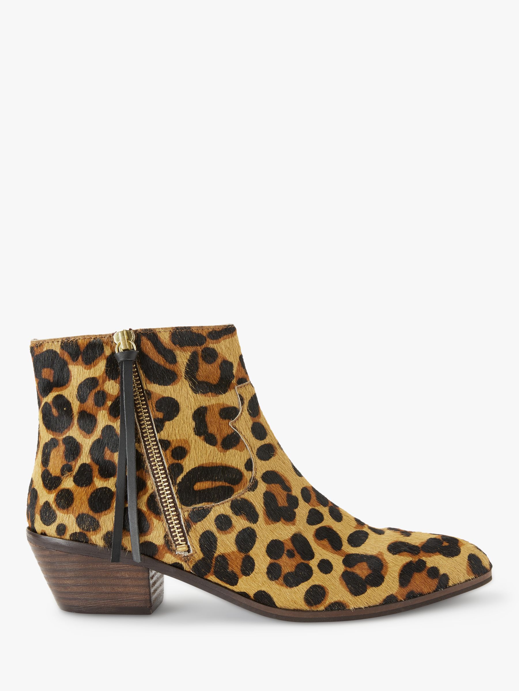 AND/OR Paquita Flat Heel Ankle Boots, Leopard at John Lewis & Partners