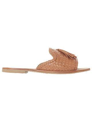 Dune Lyda Leather Tassel Slip On Sandals