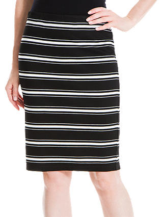 Max Studio Stripe Jersey Skirt, Black/Ivory