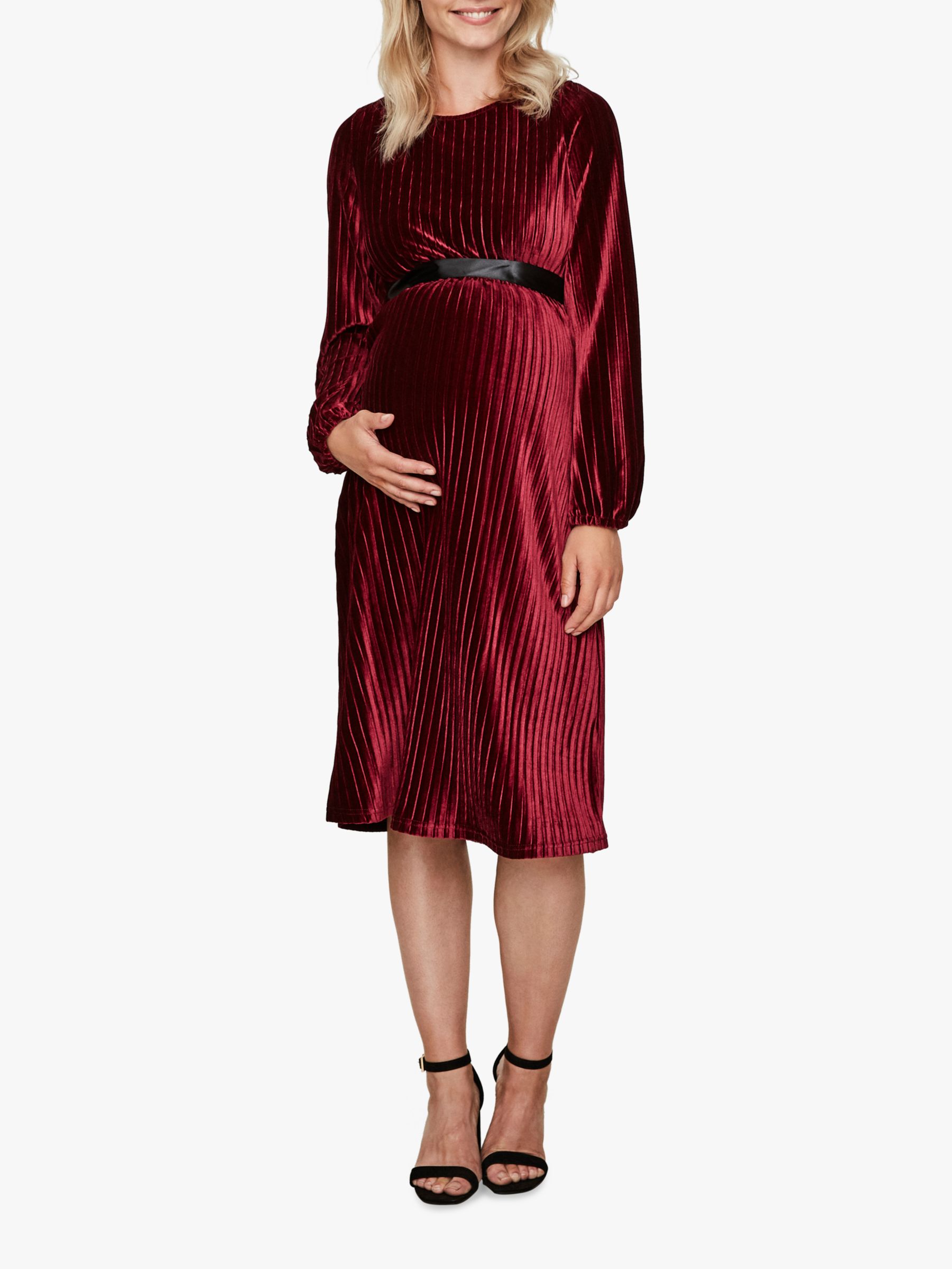 red velvet maternity dress