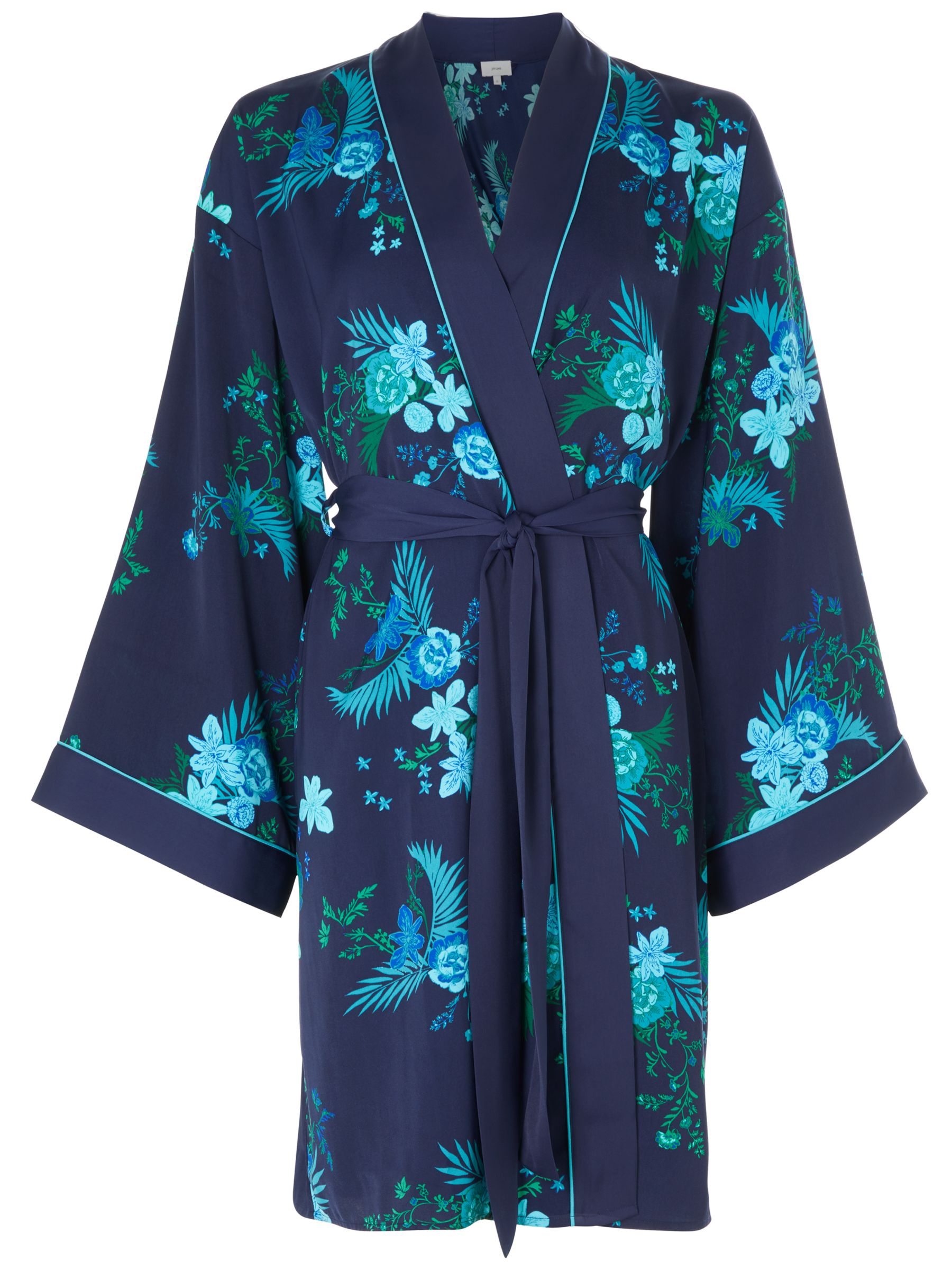 John Lewis & Partners Adele Print Satin Kimono, Blue